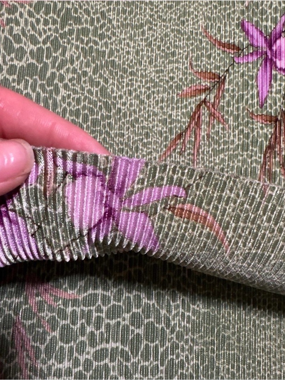 Vintage Y2K Whimsigoth Green Pleated Snake Print Purple Floral Crop Tank Top - Picture 5 of 5